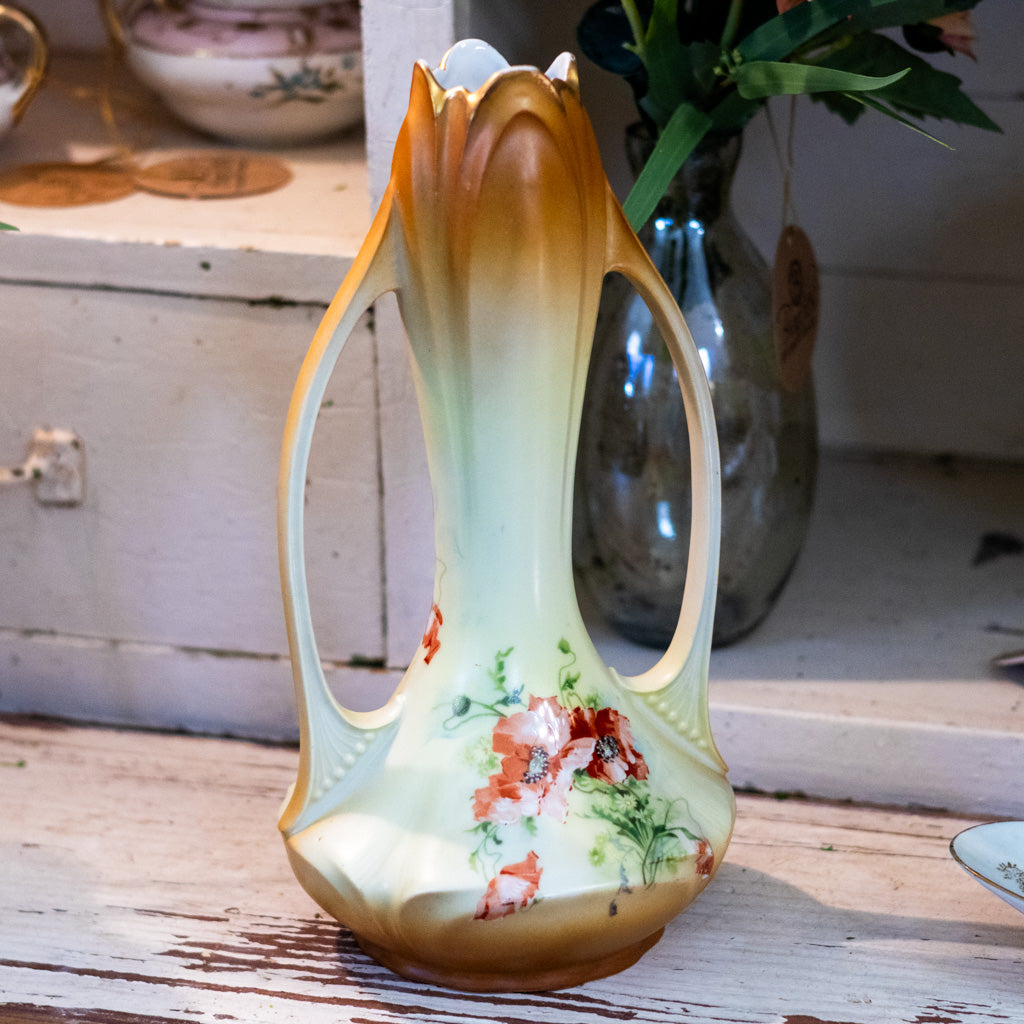 Porcelain Floral Vase with Handles