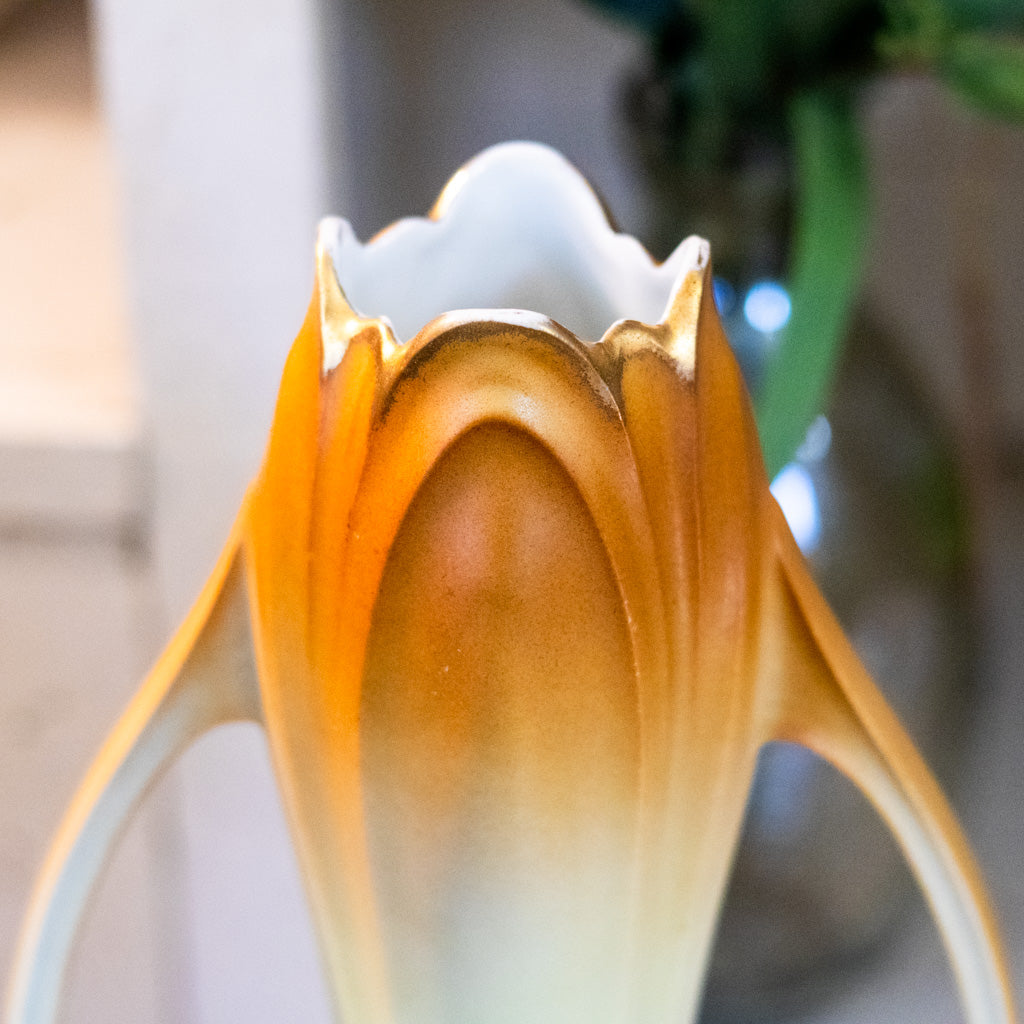 Porcelain Floral Vase with Handles