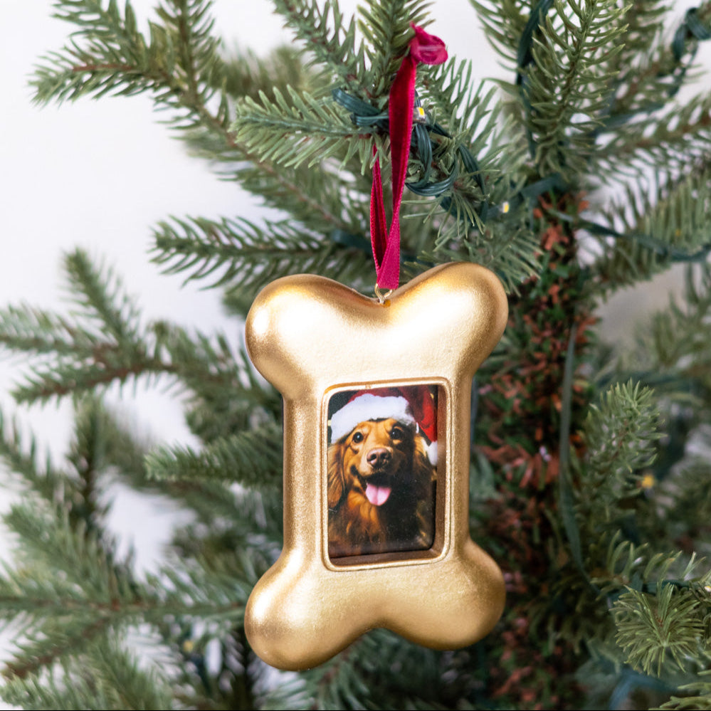 Gold Dog Bone Frame Ornament