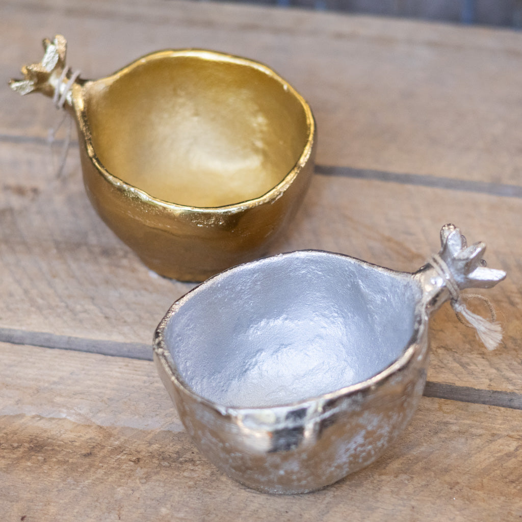 Pomegranate Silver Metal Bowl