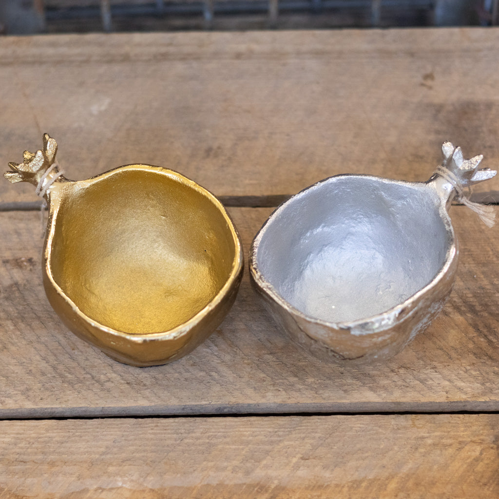 Pomegranate Gold Metal Bowl