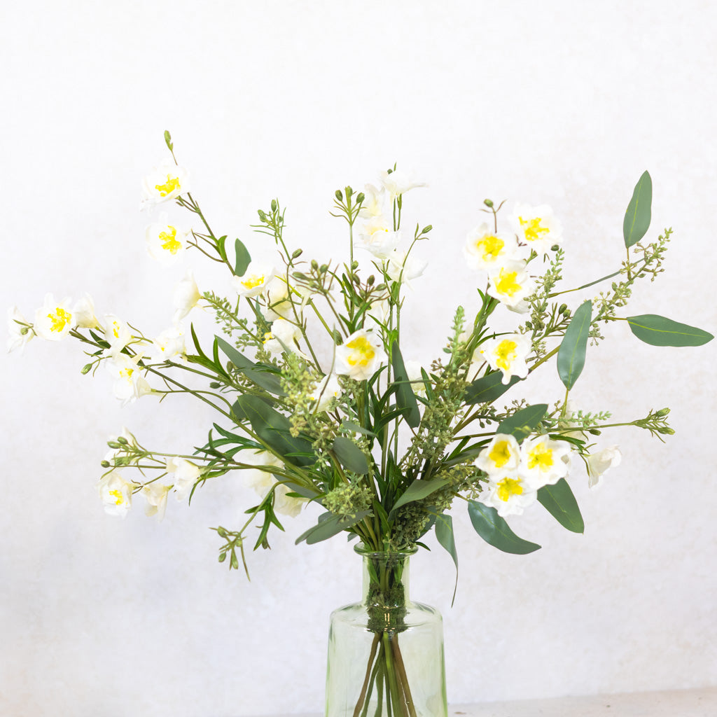 White Delphinium Bouquet Drop In