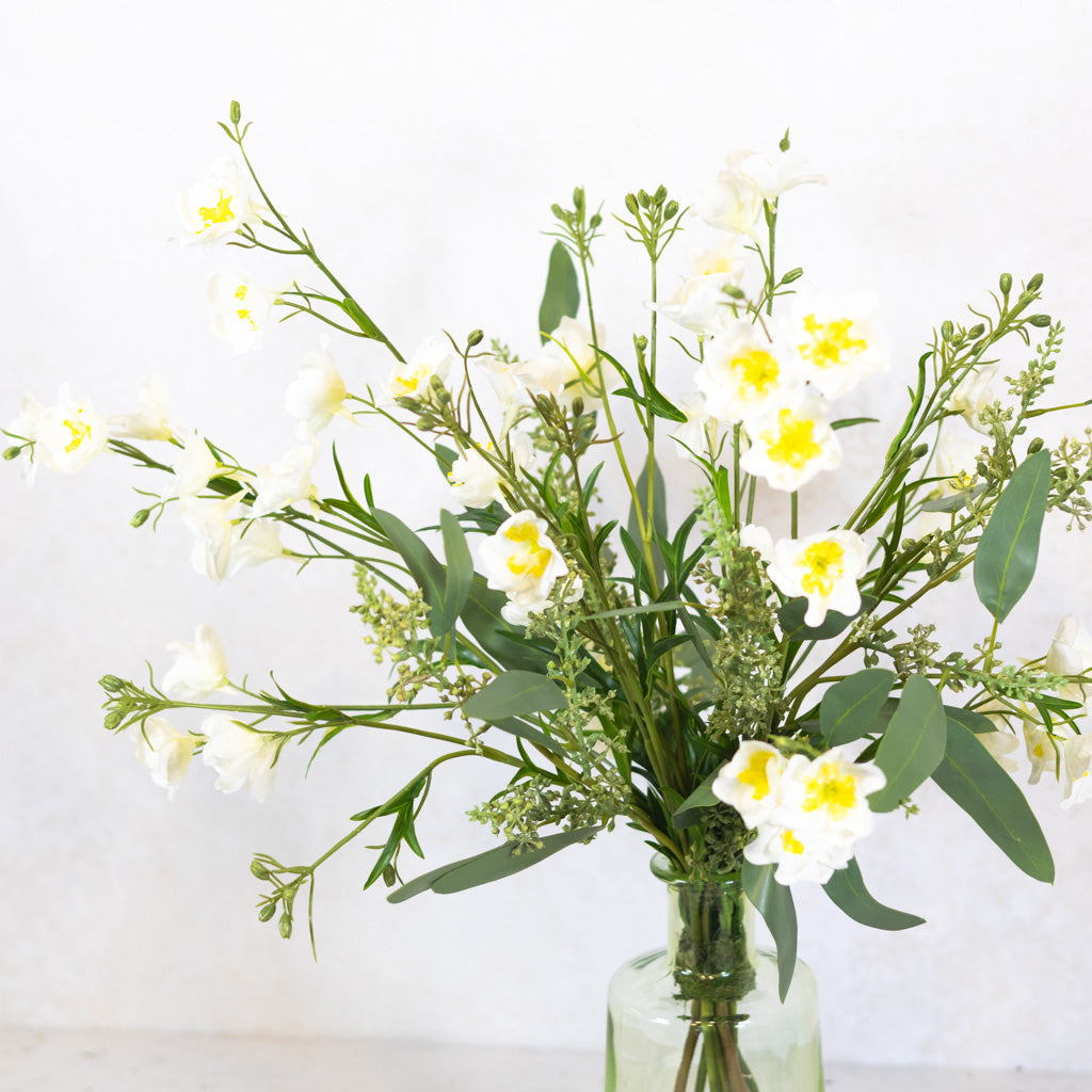 White Delphinium Bouquet Drop In