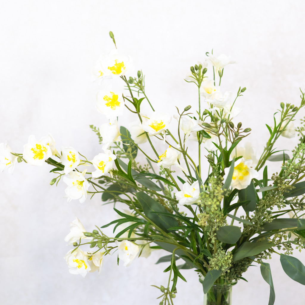 White Delphinium Bouquet Drop In