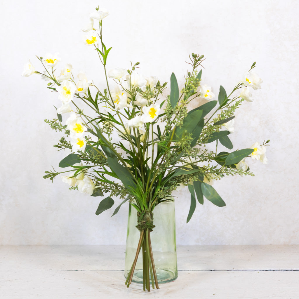 White Delphinium Bouquet Drop In