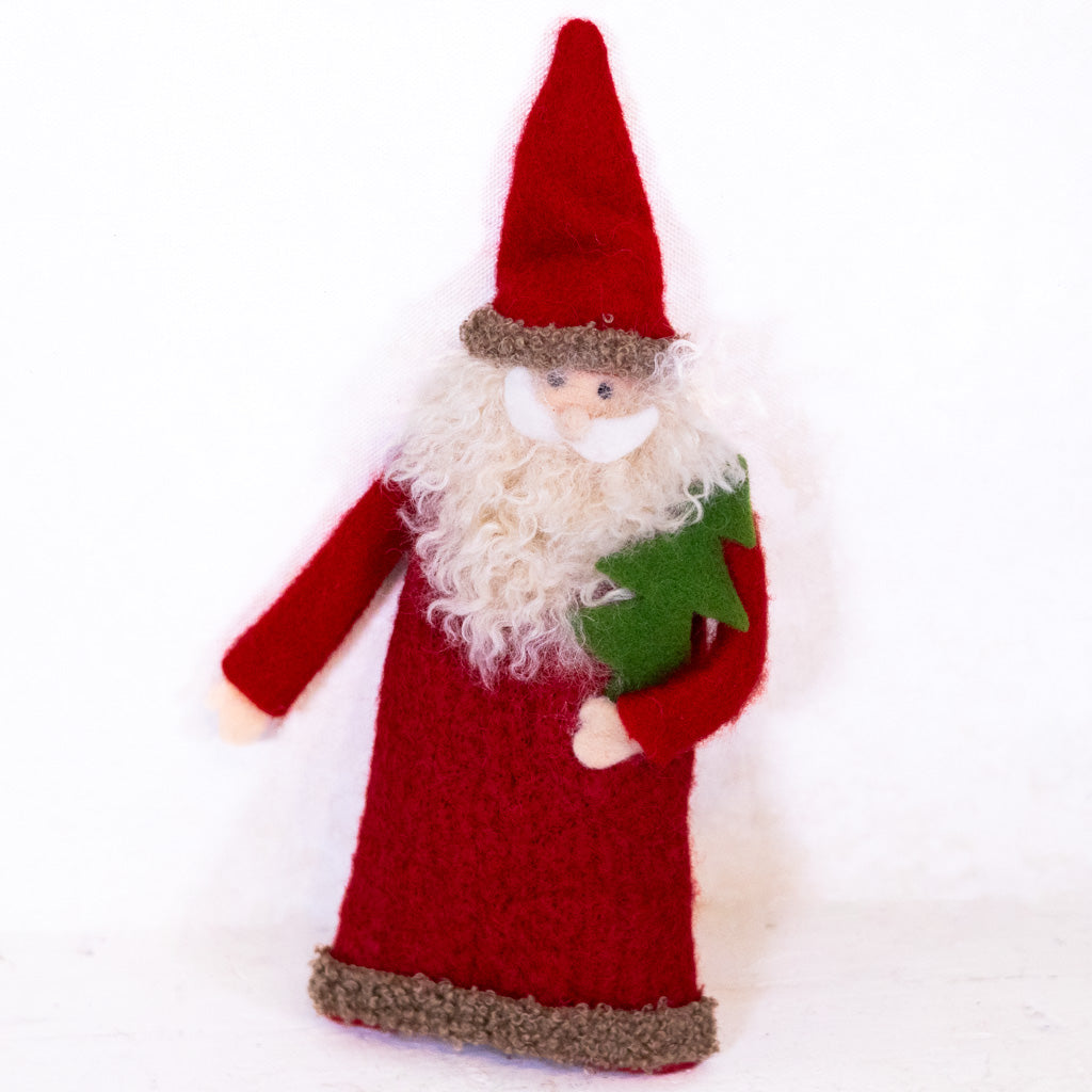 Felt Santa with Tree Wine Topper