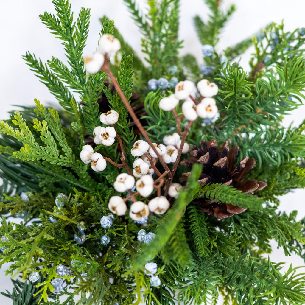 Winter Forest White Bouquet with Container