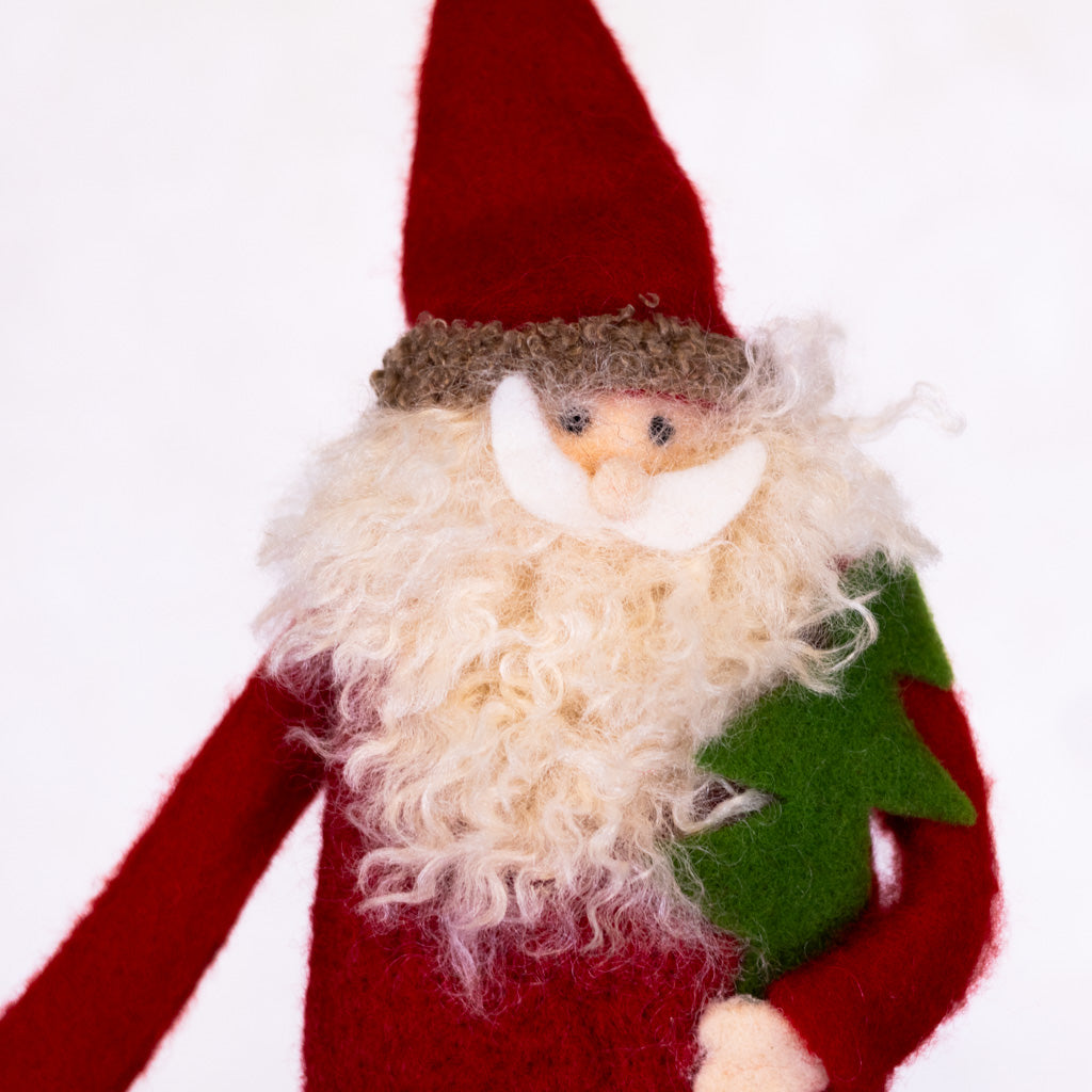 Felt Santa with Tree Wine Topper
