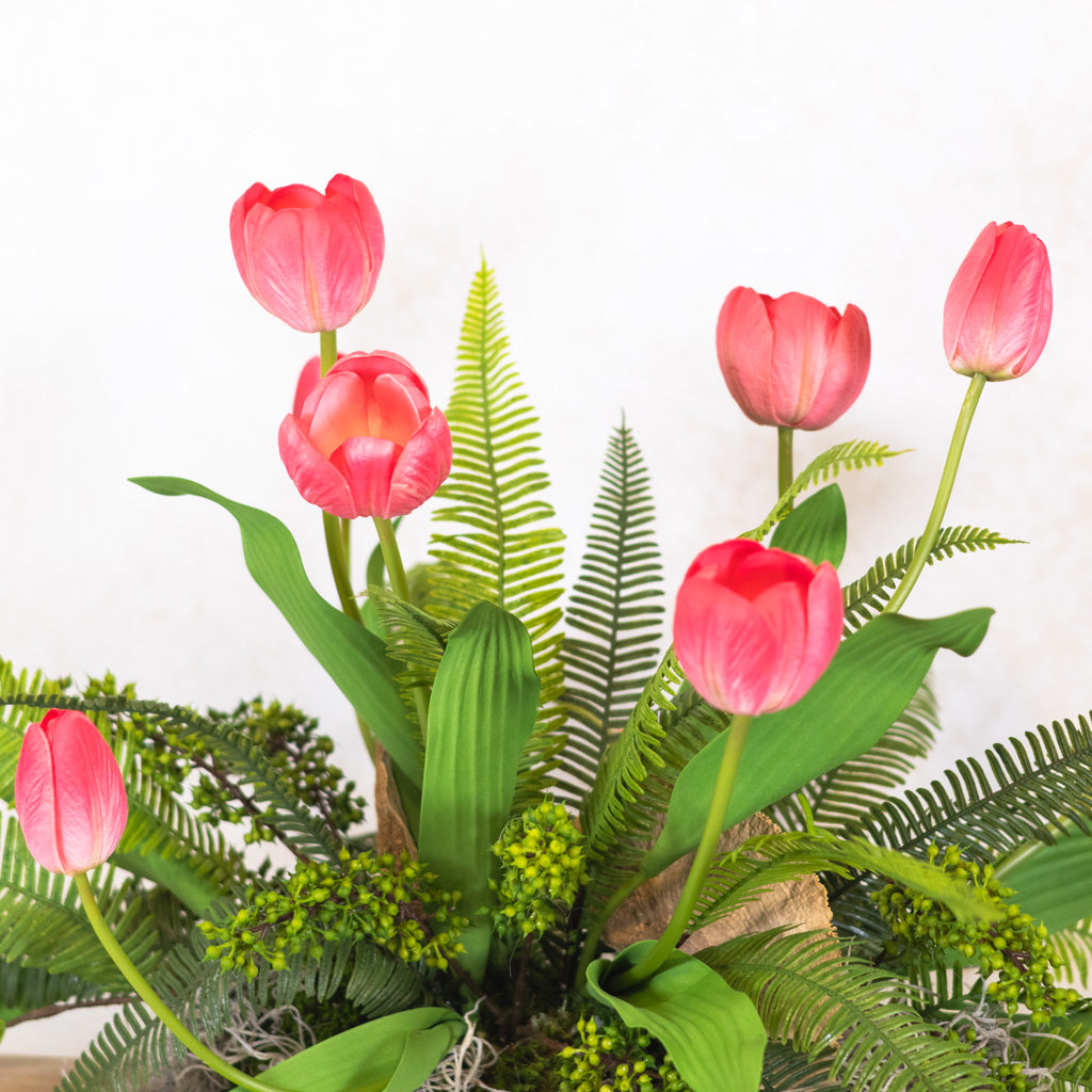 Tipsy Tulip Coral Elongated Centerpiece