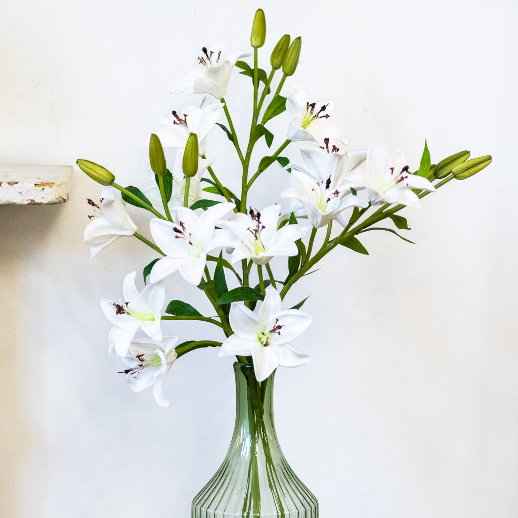 White Lily with Five Blooms and Three Buds Stem