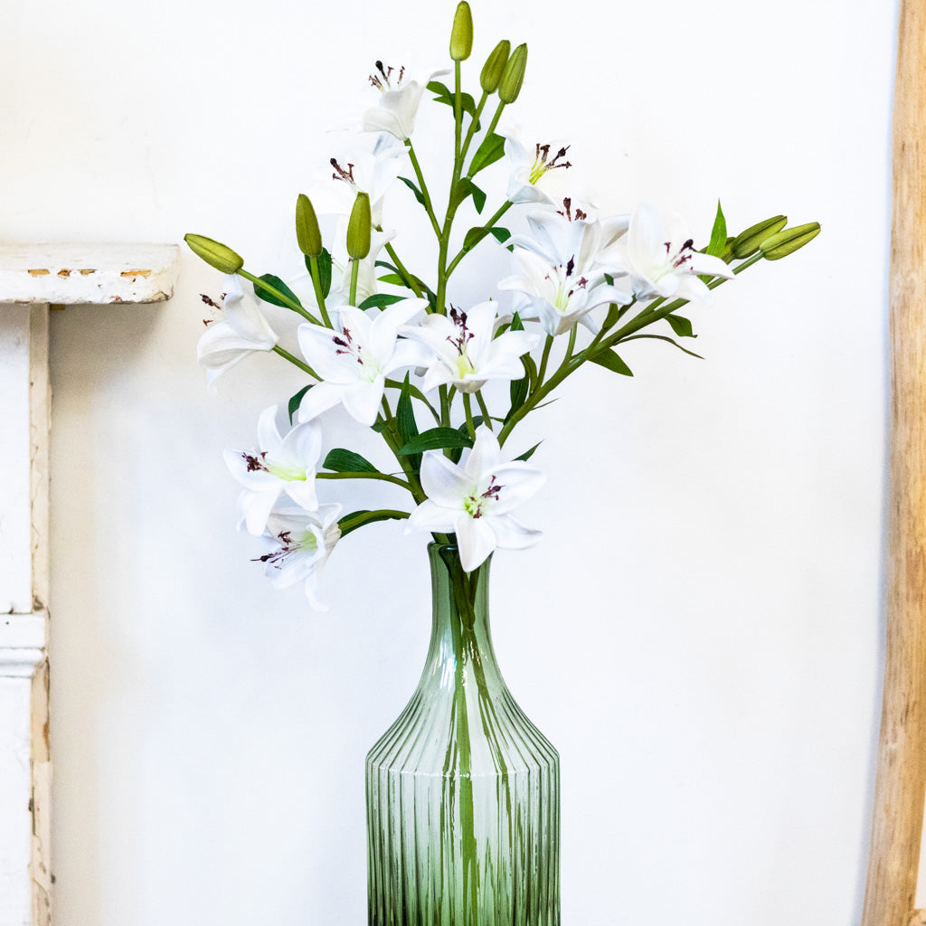 White Lily with Five Blooms and Three Buds Stem
