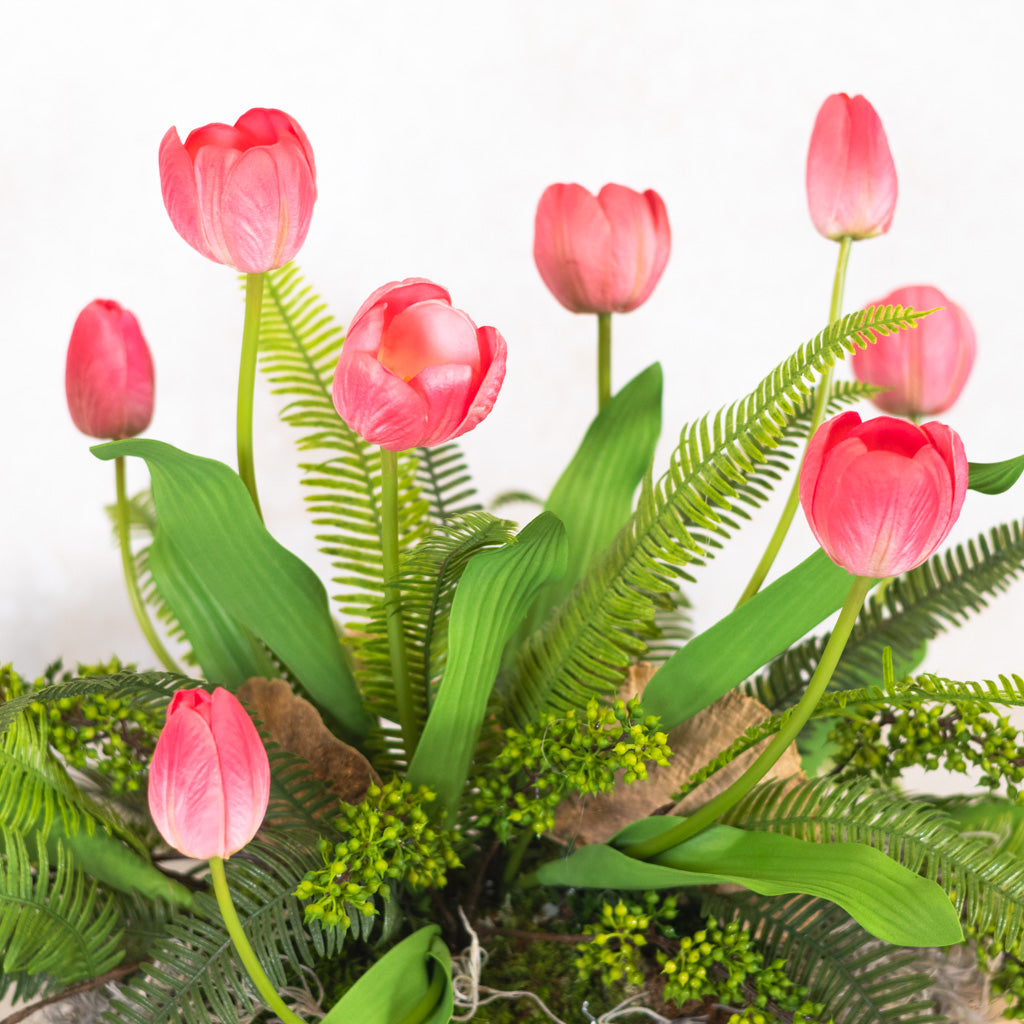 Tipsy Tulip Coral Elongated Centerpiece