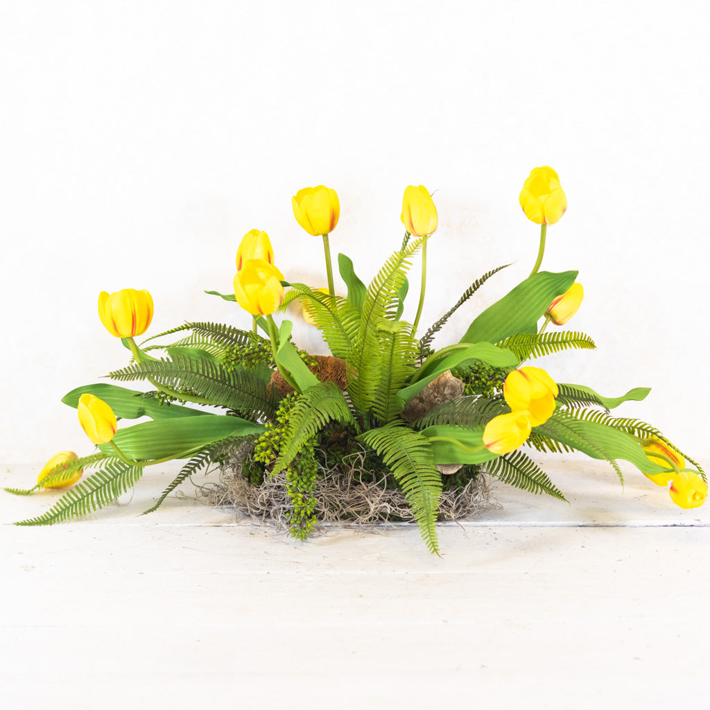 Tipsy Tulip Yellow Elongated Centerpiece