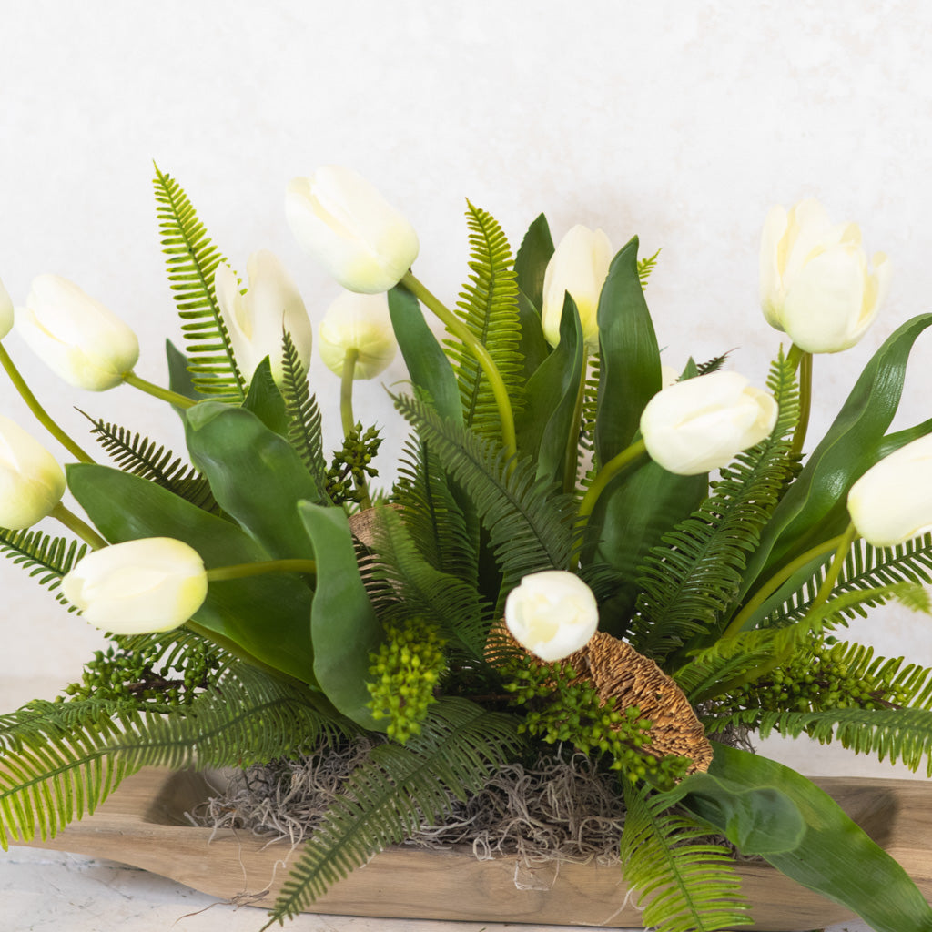 Tipsy Tulip White Elongated Centerpiece