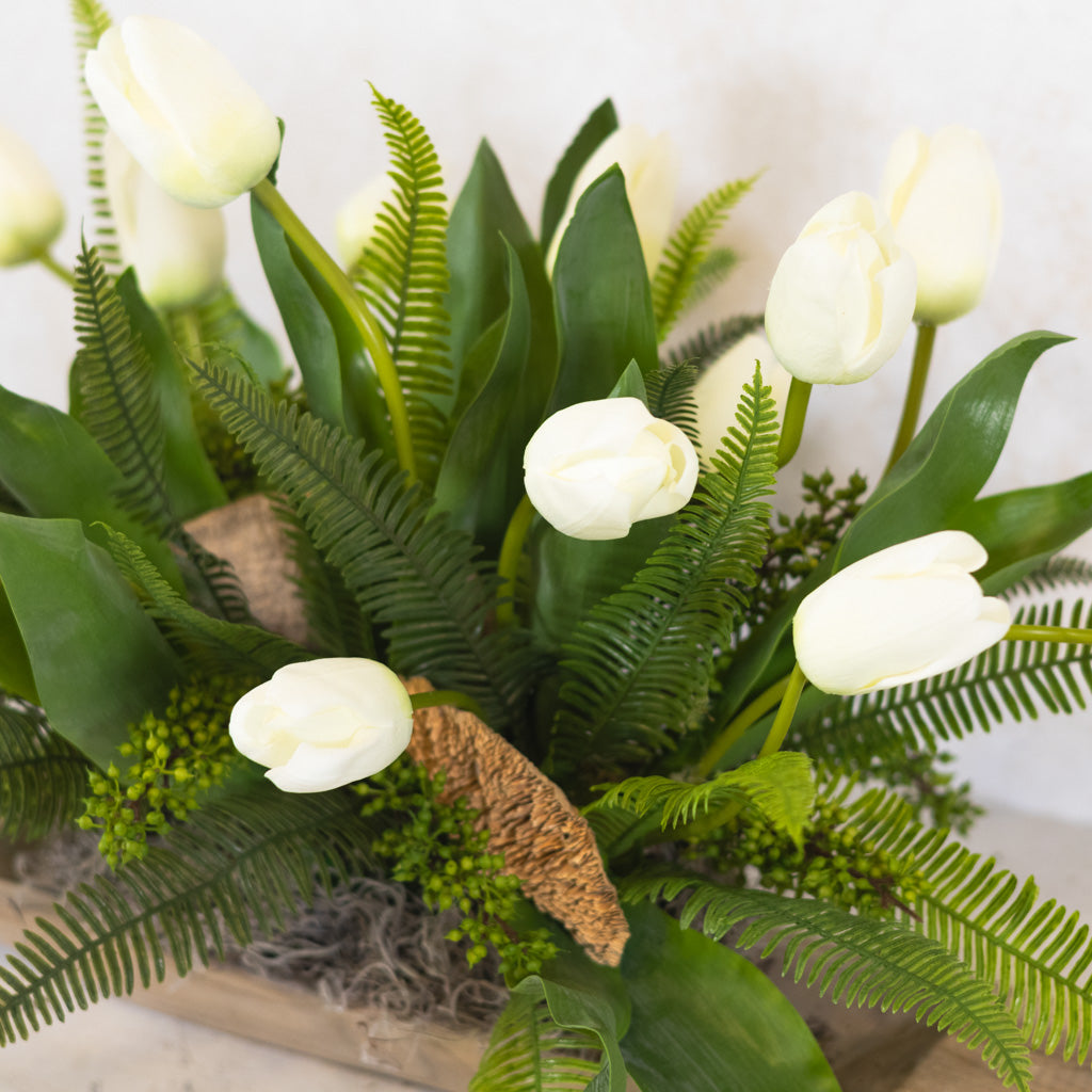 Tipsy Tulip White Elongated Centerpiece