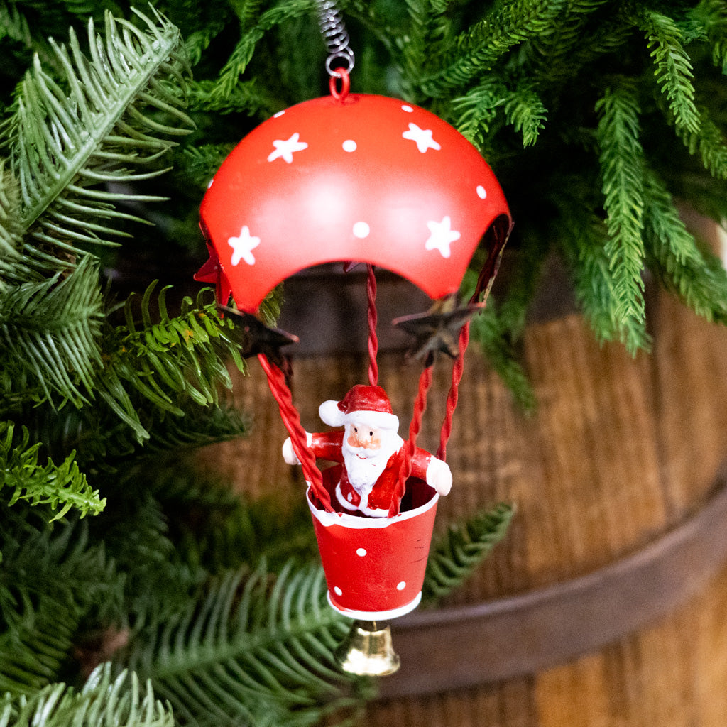 Metal Ballooning Santa on Springs Ornament