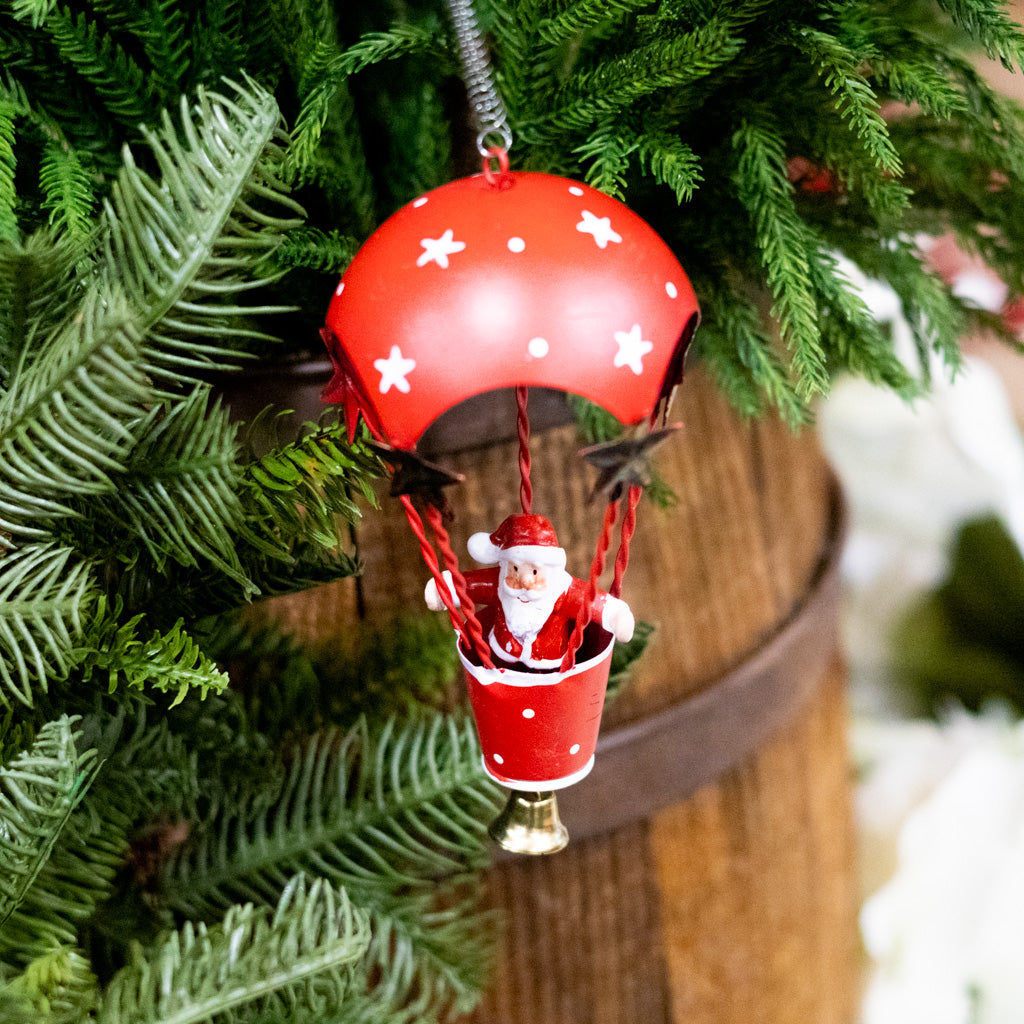 Metal Ballooning Santa on Springs Ornament