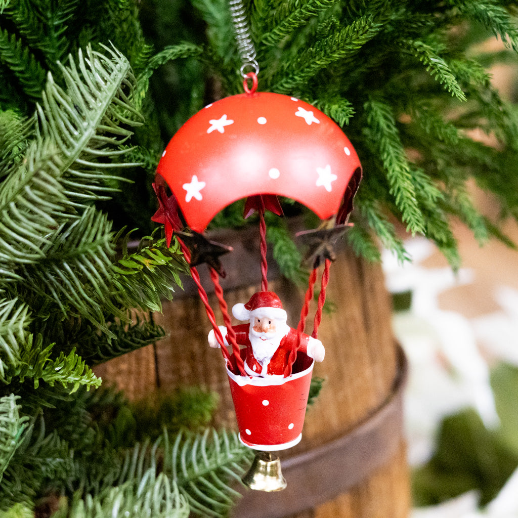 Metal Ballooning Santa on Springs Ornament