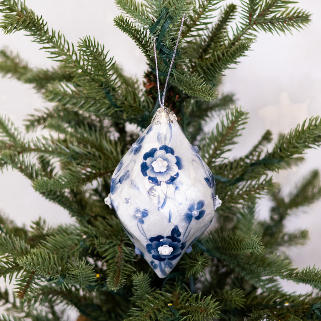 Capiz Floral Drop Finial Ornament