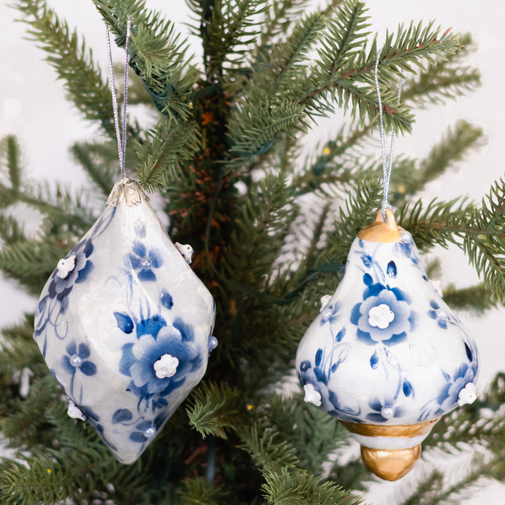 Capiz Floral Drop Finial Ornament