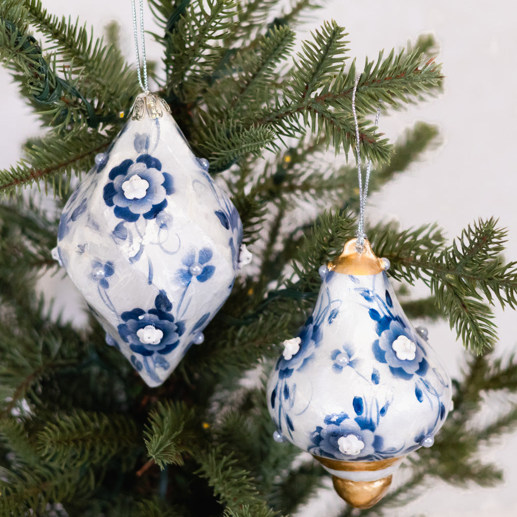 Capiz Floral Drop Finial Ornament