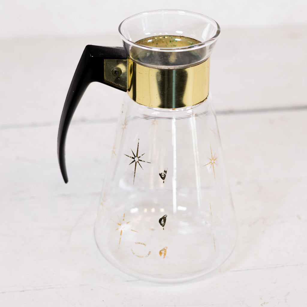 Vintage Corning Glass Mid Century Starburst Pattern Coffee Carafe