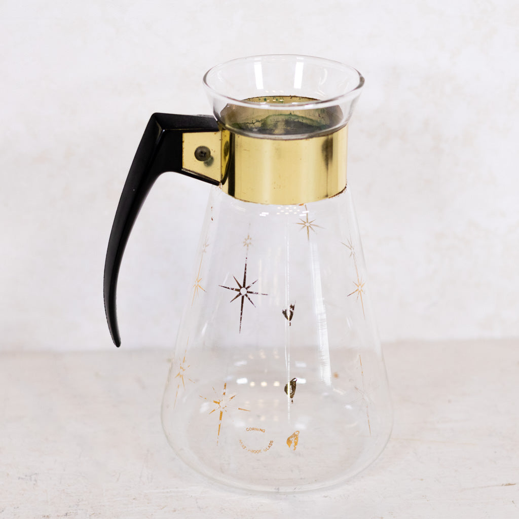 Vintage Corning Glass Mid Century Starburst Pattern Coffee Carafe
