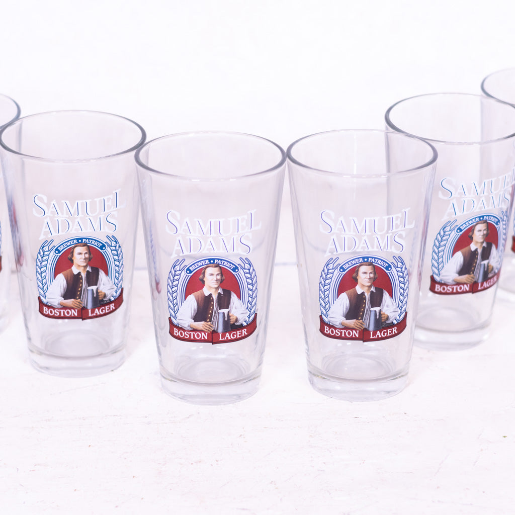 Antique Pint Glass Samuel Adams Boston Lager Brewer Patriot Libby Glass Set Of Six