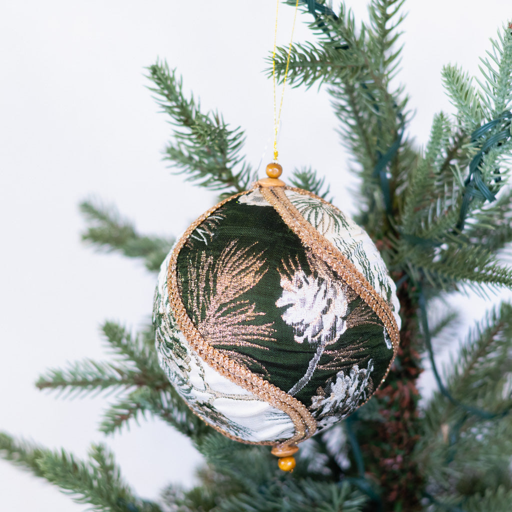 Pine Jaquard Ball Ornament with Waves