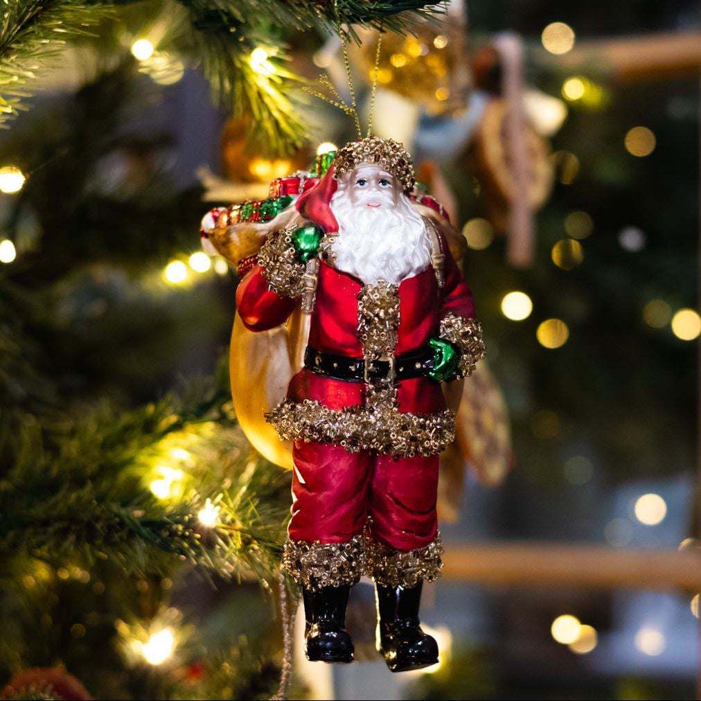 Santa's Delivery Glass Ornament