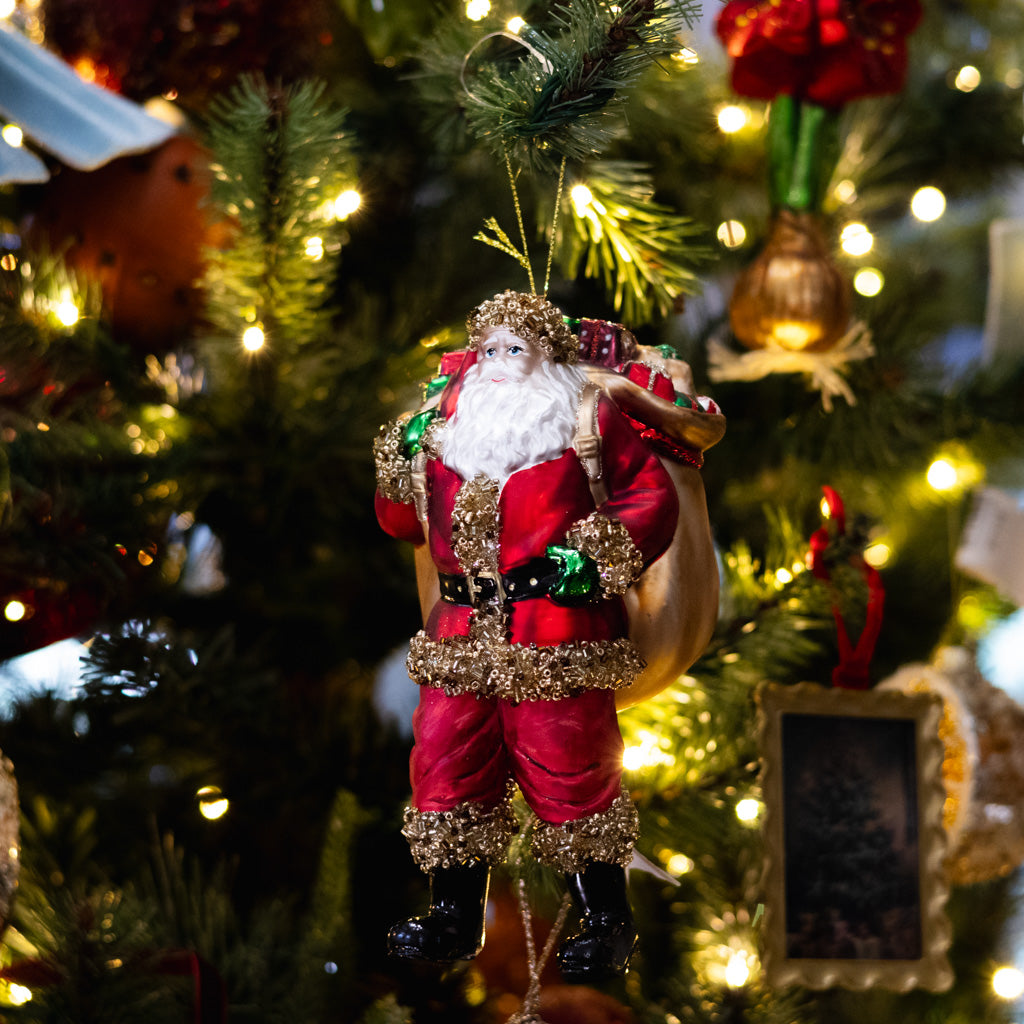 Santa's Delivery Glass Ornament