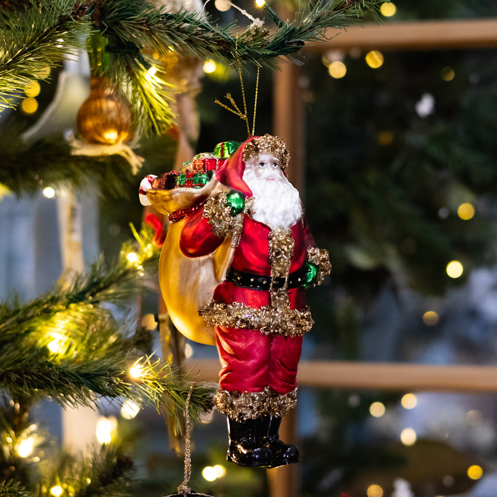 Santa's Delivery Glass Ornament