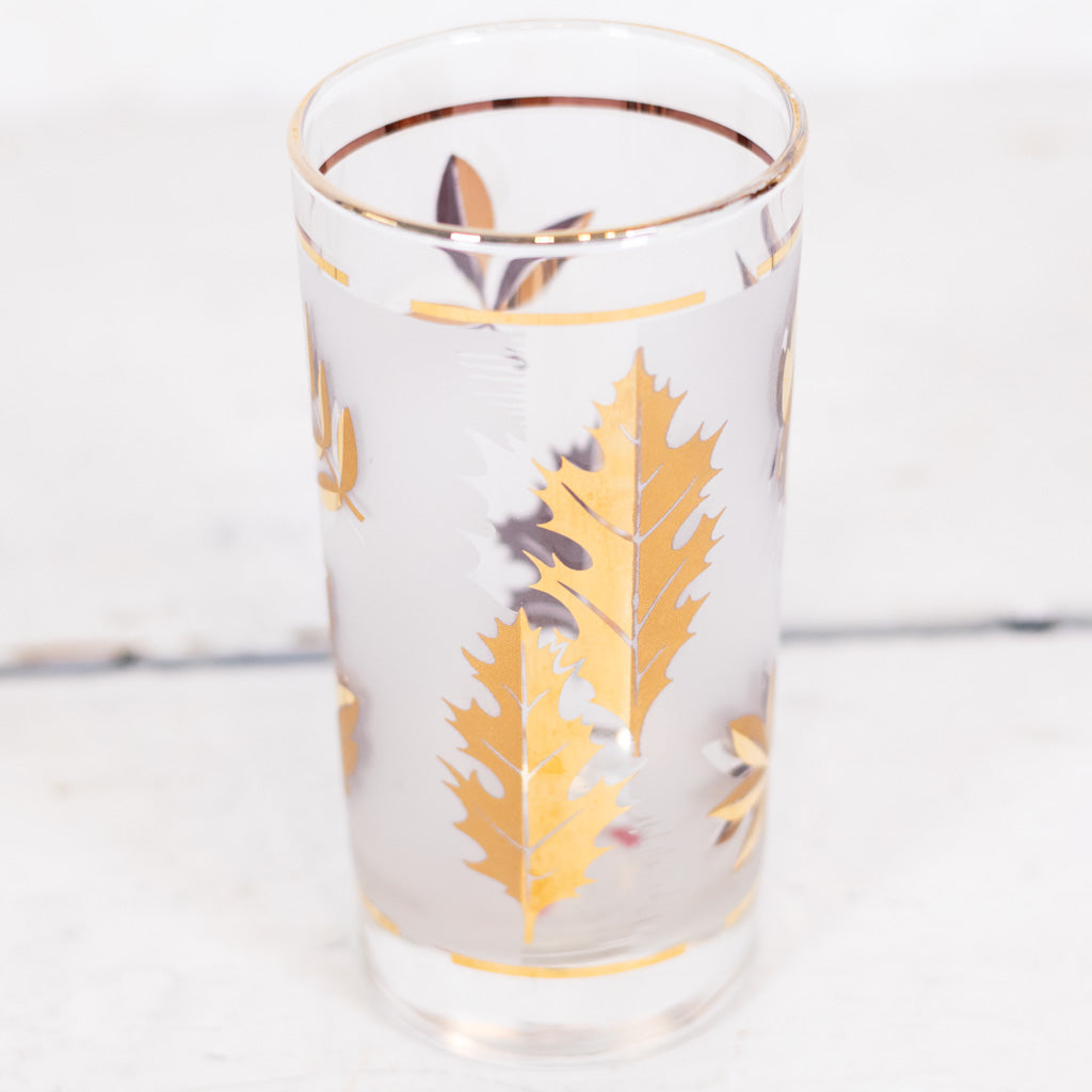 Mid-Century Frosted Gold Glassware Set of Eight