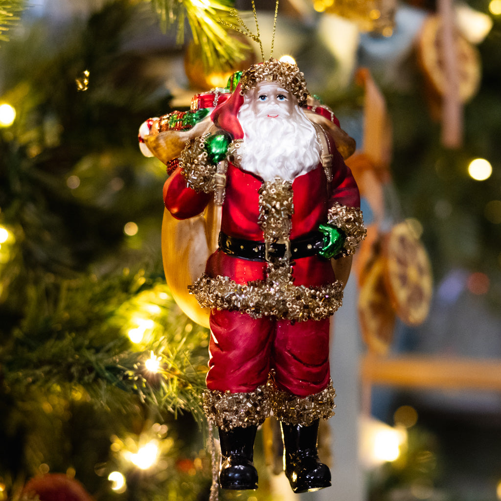 Santa's Delivery Glass Ornament