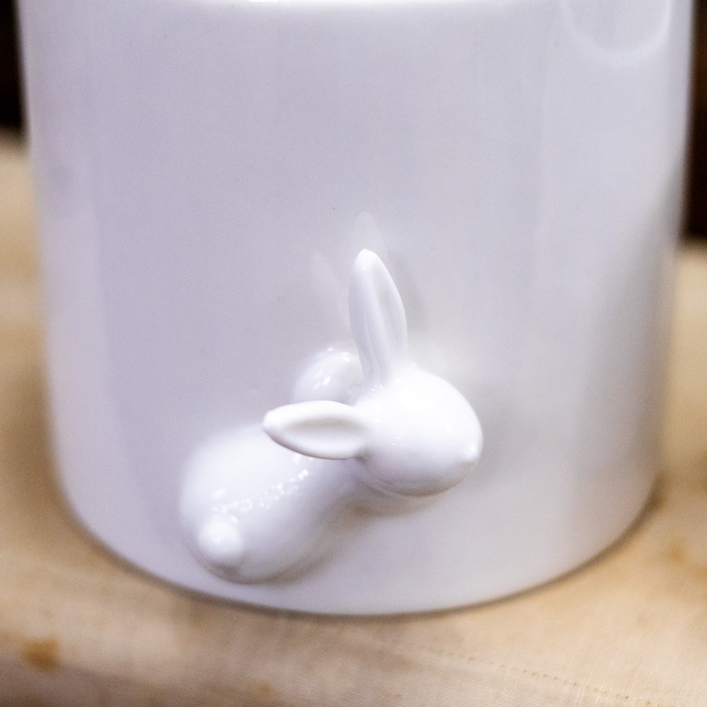 Large Peeking White Bunny Pot