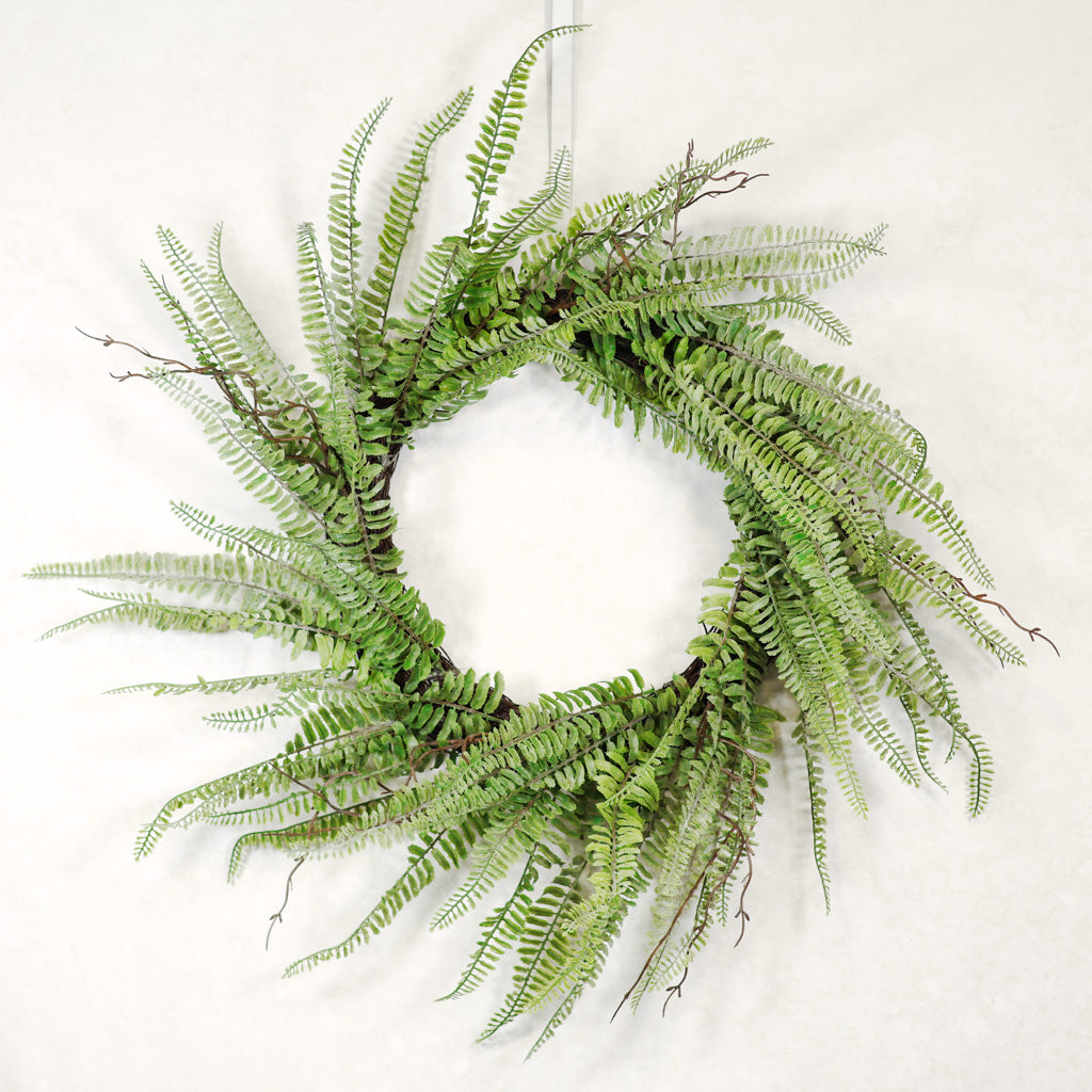 Soft Woodland Fern Wreath Green Gray