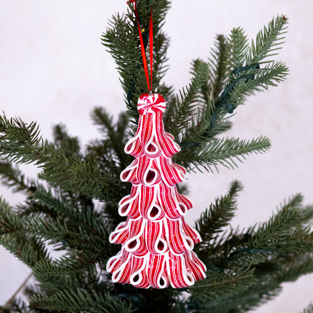 Sparkling Peppermint Ribbon Candy Tree Ornament