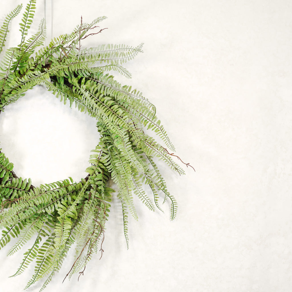 Soft Woodland Fern Wreath Green Gray