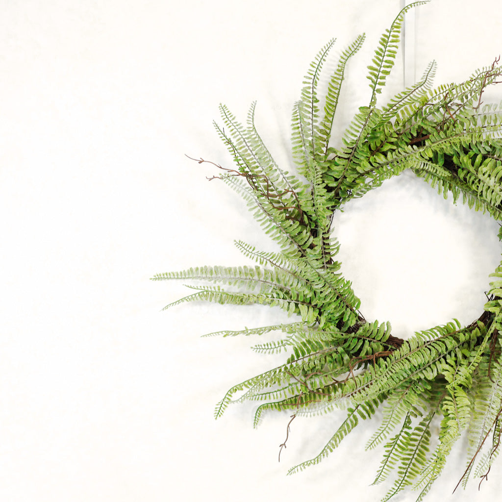 Soft Woodland Fern Wreath Green Gray