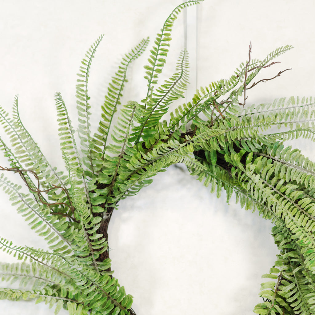 Soft Woodland Fern Wreath Green Gray