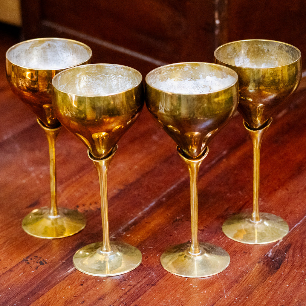 Set of Four Brass Tulip Glasses