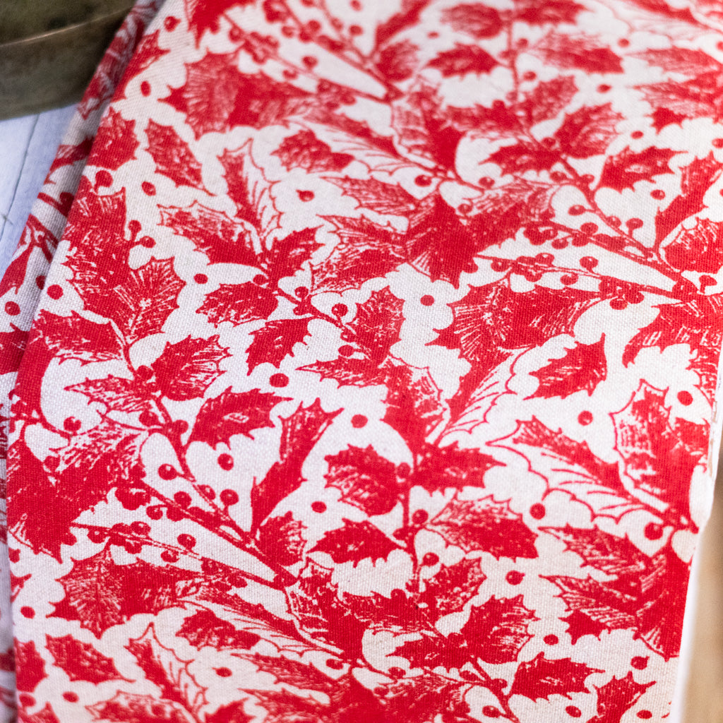 Yuletide Berries and Holly Leaves Towel with Brass Bells
