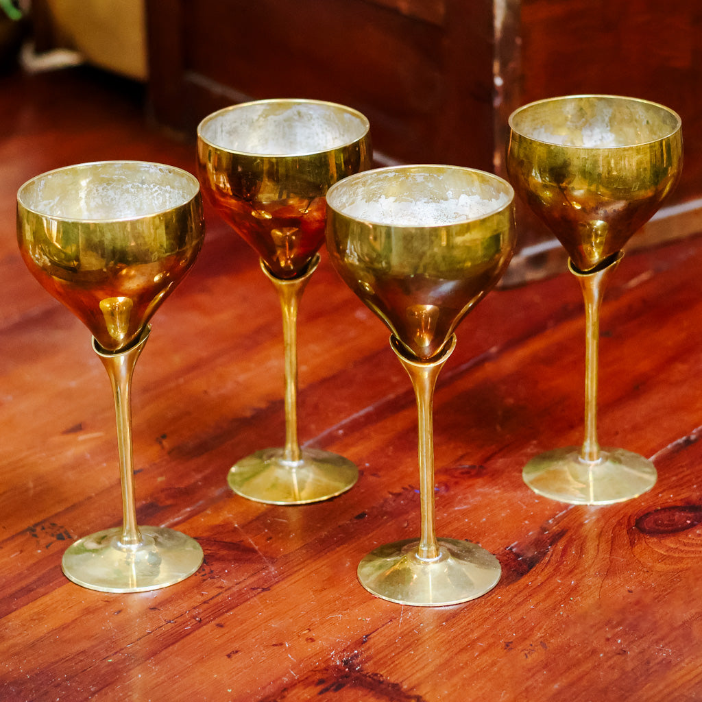 Set of Four Brass Tulip Glasses