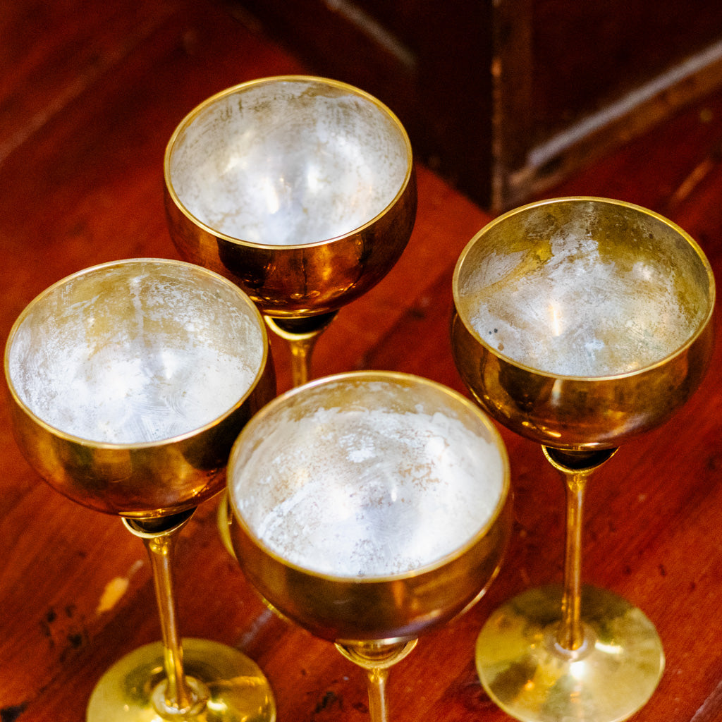 Set of Four Brass Tulip Glasses