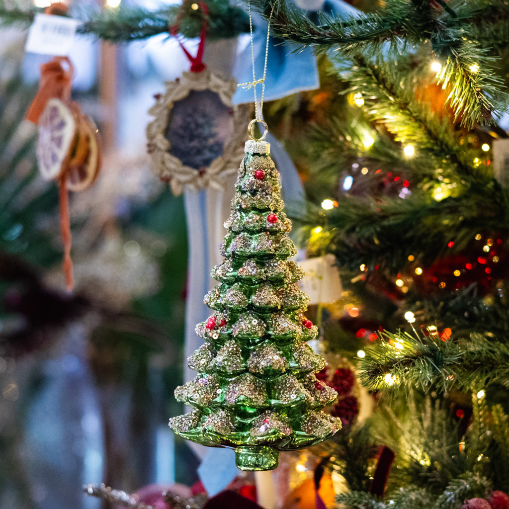 Glittery Green Tree Ornament