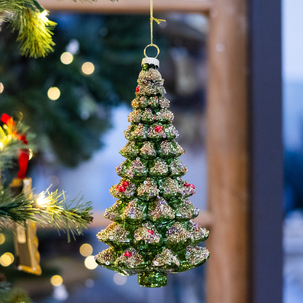 Glittery Green Tree Ornament