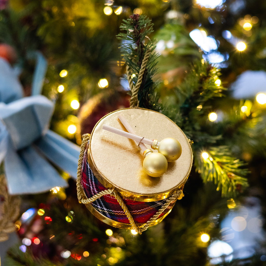 Red Plaid Velvet Drum Ornament