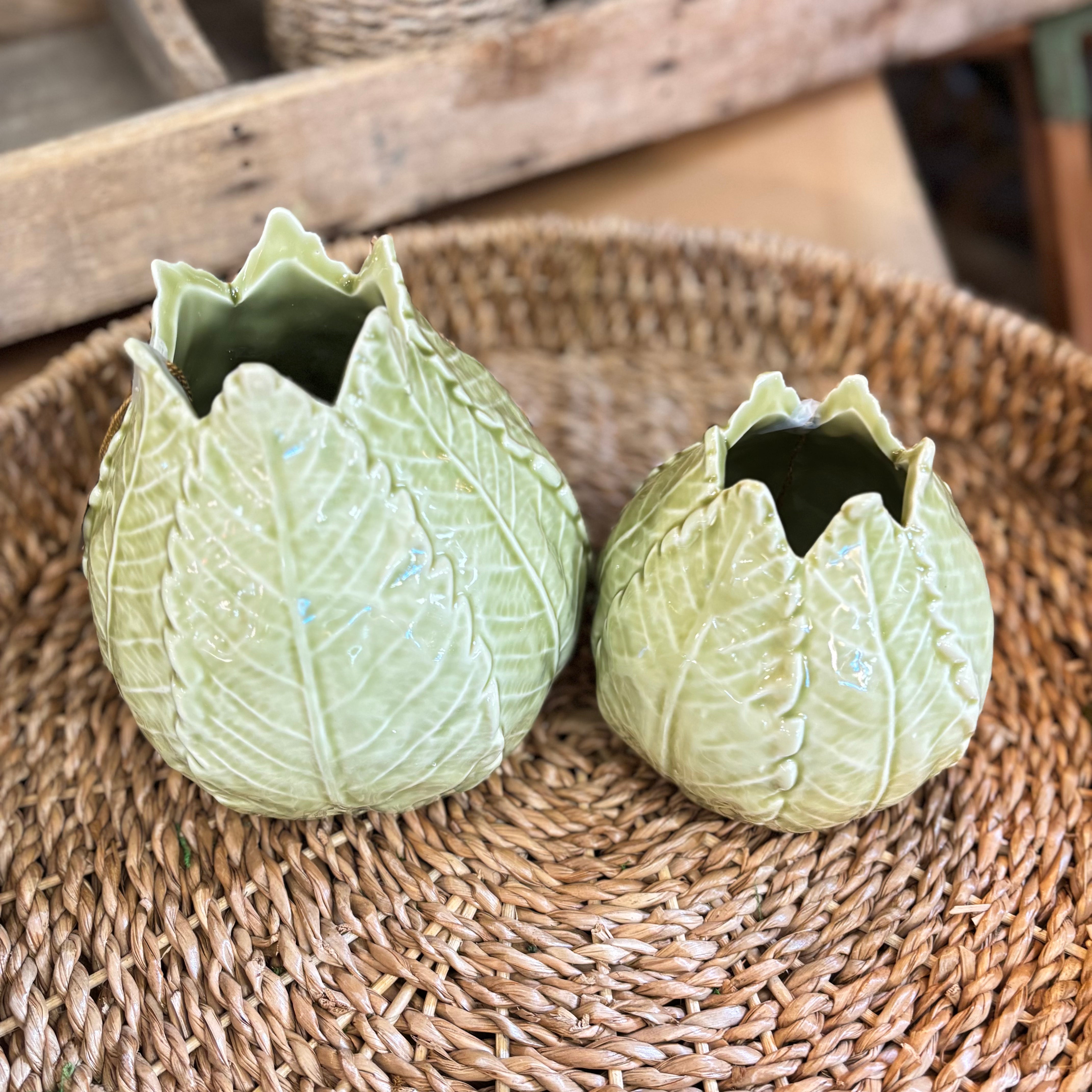 Green Ceramic Leaf Vase Large