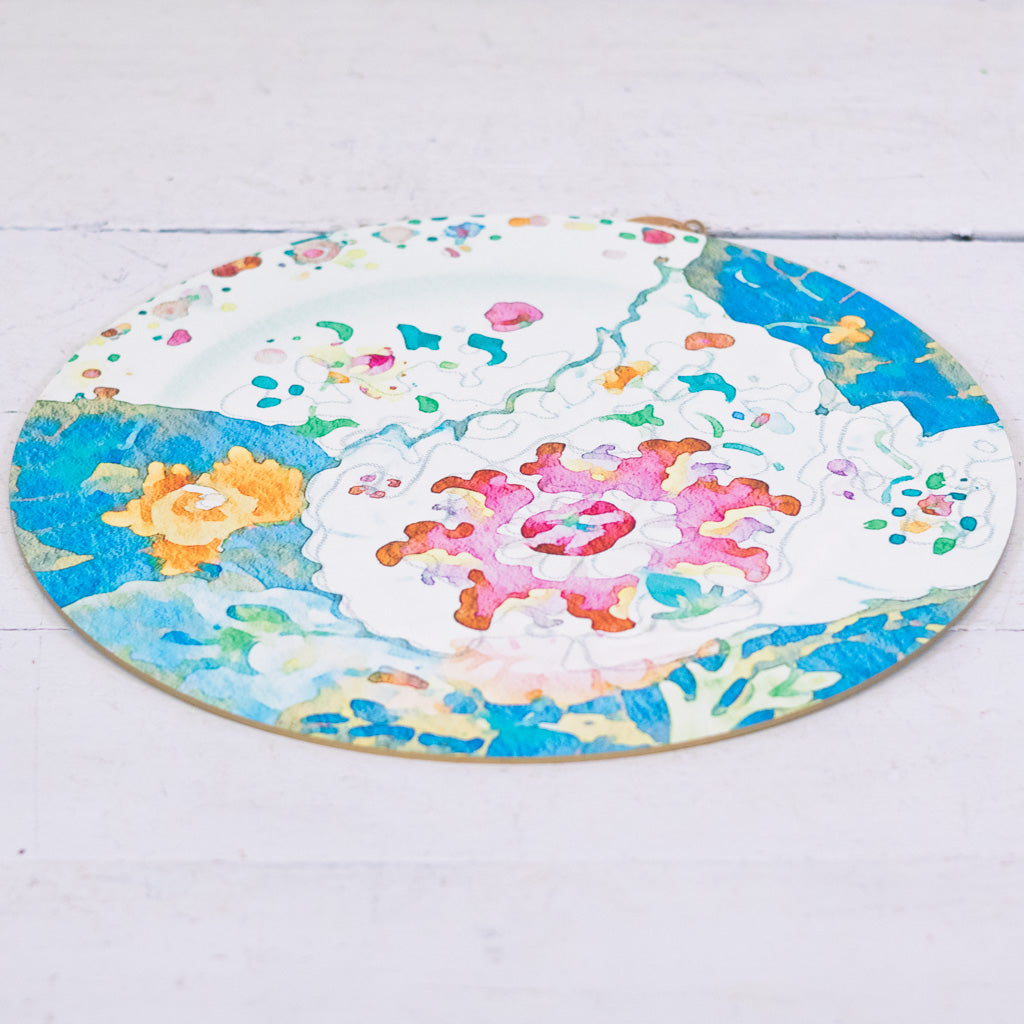 Round Two-Sided Tobacco Leaf Placemat with Sea Cane