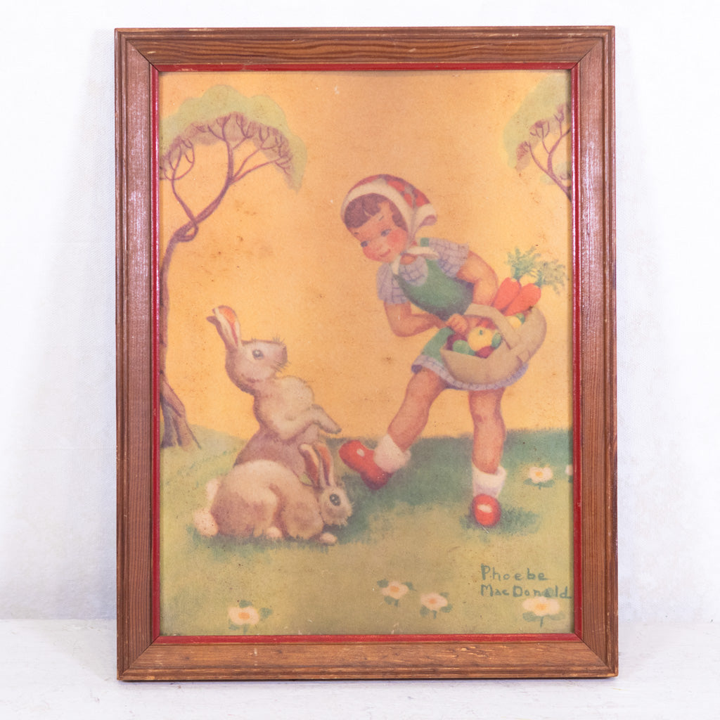 Vintage Phoebe MacDonald Girl with Bunny Picture